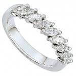 Alliance Femme Or blanc Diamants navettes.