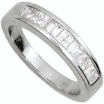 Alliance Femme Or blanc Diamants Princesse.