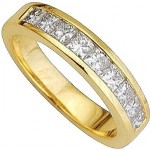 Alliance joaillerie Or jaune Diamants Princesse.