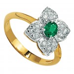 Bague 2 ors Diamants Emeraude.