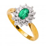 Bague 2 ors Diamants Emeraude.