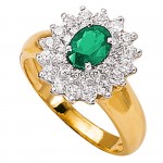 Bague 2 ors Diamants  Emeraude.