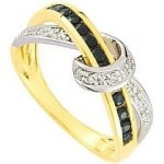 Bague 2 ors Diamants Saphirs