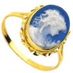 Bague Cam�e Porcelaine Or Jaune.