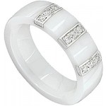 Bague C�ramique blanche, Or Blanc, Diamants.
