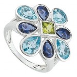 Bague Or Blanc Pierres Fines Vari�es.