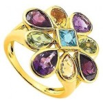 Bague Or Jaune Pierres Fines Vari�es.