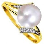 Bague Perle d'Eau Douce 8 mm-Diamants