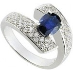Bague Saphir Diamants Or Blanc