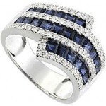 Bague Saphirs Diamants Or Blanc
