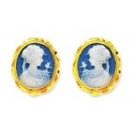 Boucle d'Oreille Cam�e Porcelaine Or Jaune.
