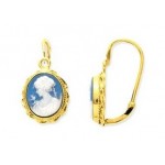 Boucle d'Oreille Cam�e Porcelaine Or Jaune.