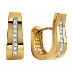 Boucles d'oreilles Diamants Or Jaune.