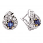 Boucles d'oreilles Diamants Saphirs 2 Ors.