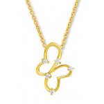 Collier Papillon Or jaune Diamants.