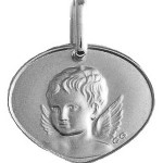 M�daille de bapt�me Ange or blanc.