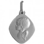 M�daille de bapt�me Ange or blanc.