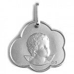 M�daille de bapt�me Ange or blanc.