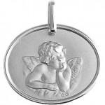 M�daille de bapt�me Ange or blanc.
