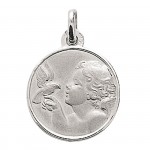 M�daille de bapt�me Ange or blanc.