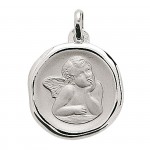 M�daille de bapt�me Ange or blanc.