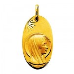 M�daille Or jaune  Vierge massive ovale.