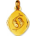 M�daille Zodiaque Or Jaune.POISSONS.