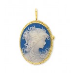 Pendentif/Broche Cam�e Porcelaine Or Jaune.