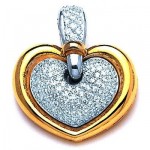 Pendentif C�ur Joaillerie 2 Ors Diamants.