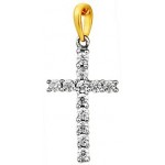 Pendentif Croix 2 Ors Diamants.