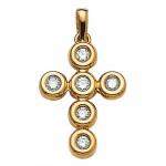 Pendentif Croix Or jaune Diamants
