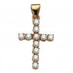 Pendentif Croix Or jaune Diamants