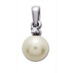 Pendentif Perle d'Eau douce Or Blanc Diamants.