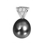 Pendentif Perle de TAHITI Or Blanc Diamants.