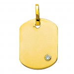 Pendentif Plaque Or jaune Diamant.