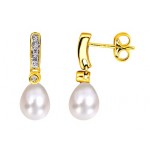 Perles d'eau douce Or Jaune Diamants.