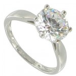 Solitaire Or blanc Oxyde de zirconium.
