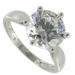Solitaire Or blanc Oxyde de zirconium.