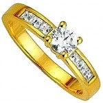 Solitaire Or jaune Diamants.