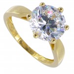 Solitaire Or jaune Oxyde de zirconium.