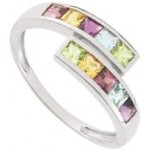 Bague Or Blanc Pierres Fines Vari�es.