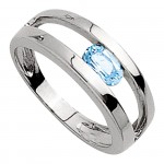 Bague Or blanc Topaze fine.