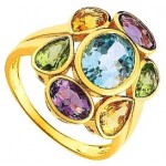 Bague Or Jaune Pierres Fines Vari�es.