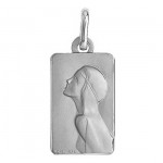 M�daille de bapt�me Vierge or Blanc.