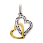 Pendentif C�urs 2 Ors Diamants.