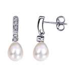 Perles d'eau douce Or Blanc Diamants.