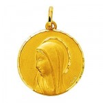 M�daille ronde Vierge 18 carats Or Jaune.