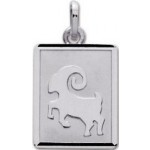 M�daille Zodiaque Or blanc.BELIER.