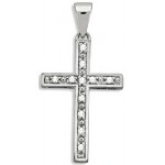 Pendentif Croix Or blanc Diamants.