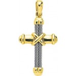 Pendentif Croix Or jaune Acier.